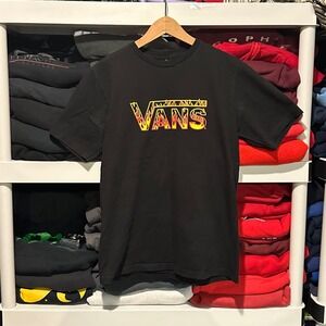 Vintage Y2K Vans Skater Flame‎ Black Mens Small Shirt